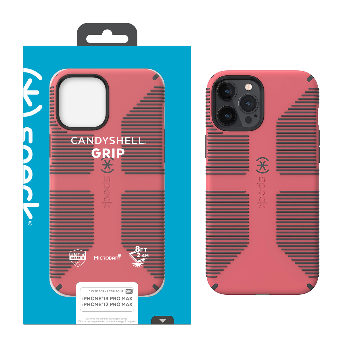 Picture of Speck Apple iPhone 12 Pro Max CandyShell GRIP Case - Raspberry Kiss Red/Slate Grey