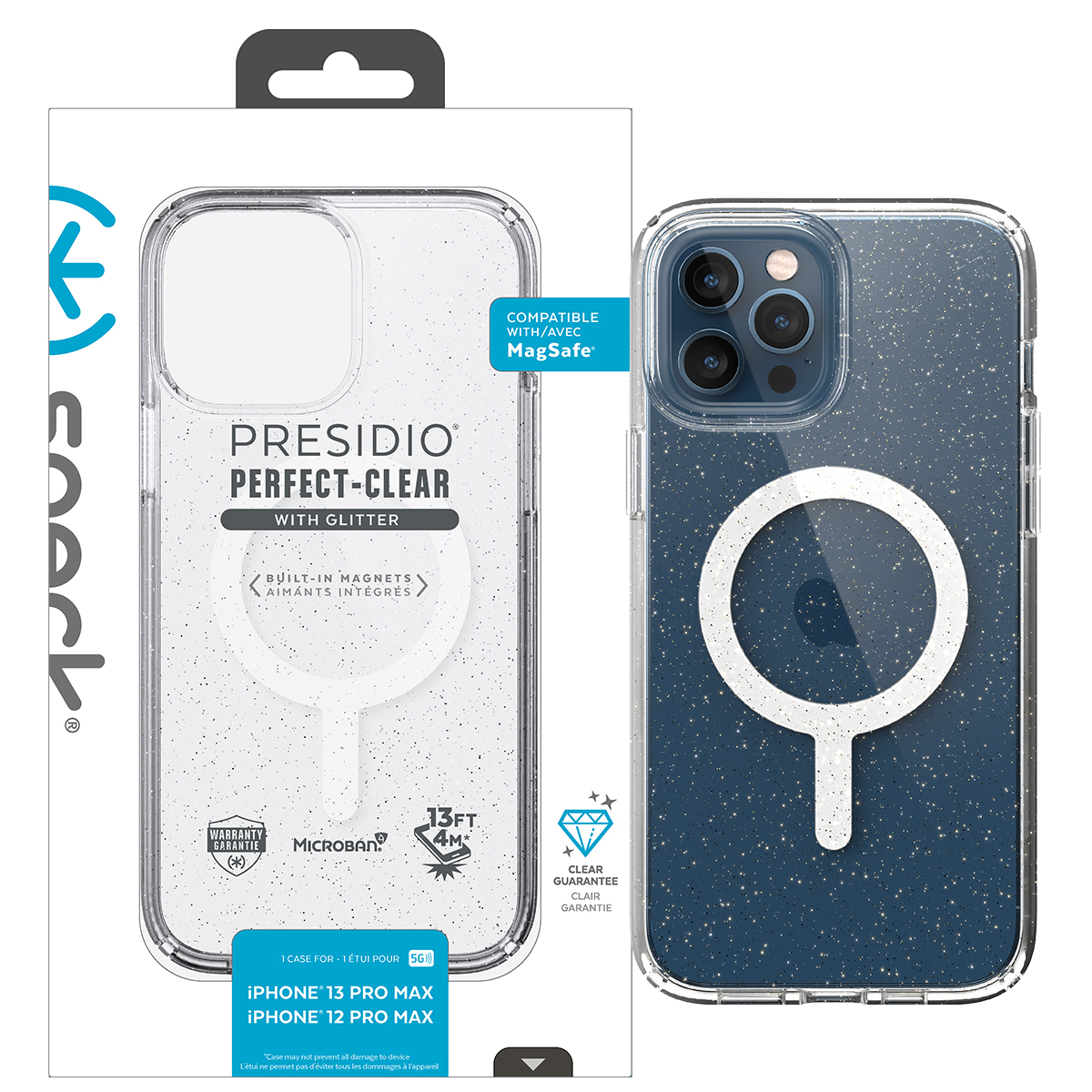 Picture of Speck iPhone 12 Pro Max PRESIDIO PERFECT-CLEAR GLITTER Case + Magsafe - Gold Glitter