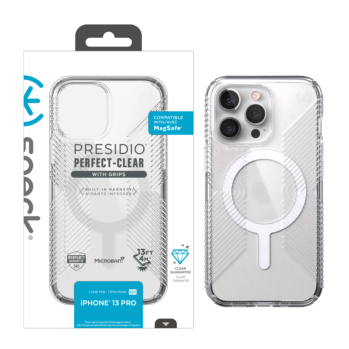 Picture of Speck iPhone 13 Pro PRESIDIO PERFECT-CLEAR GRIP Case + Magsafe - Clear