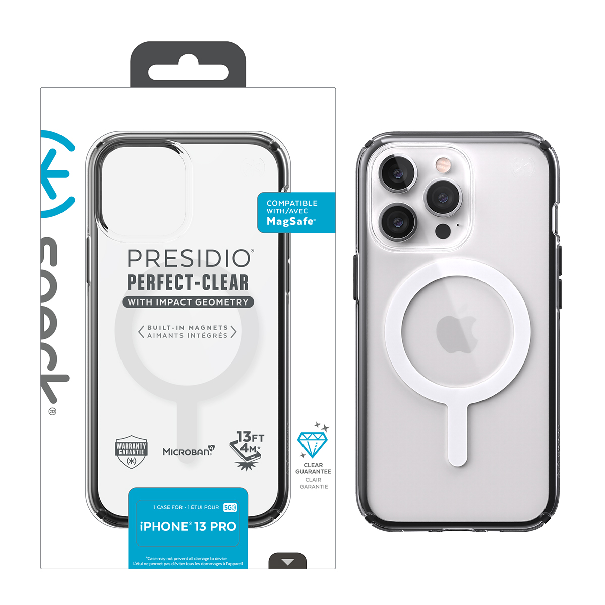 Picture of IPHONE 13 PRO PRESIDIO PERFECT-CLEAR GEO +MS (CLEAR/BLACK)