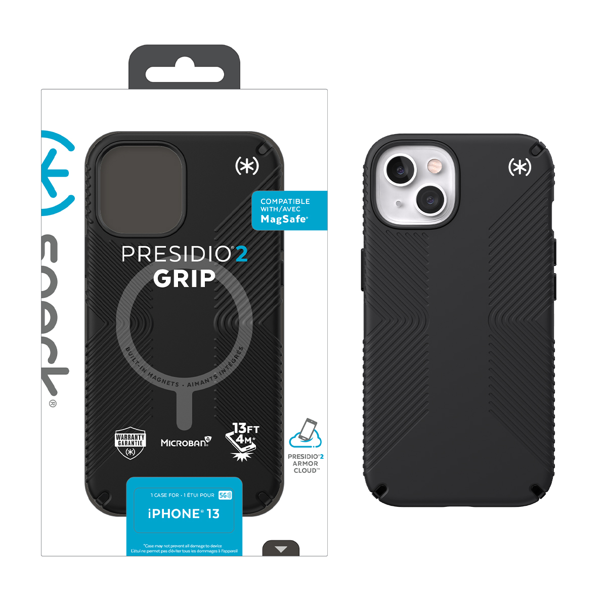 Picture of IPHONE 13 PRESIDIO2 GRIP + MS (BLACK/BLACK/WHITE)