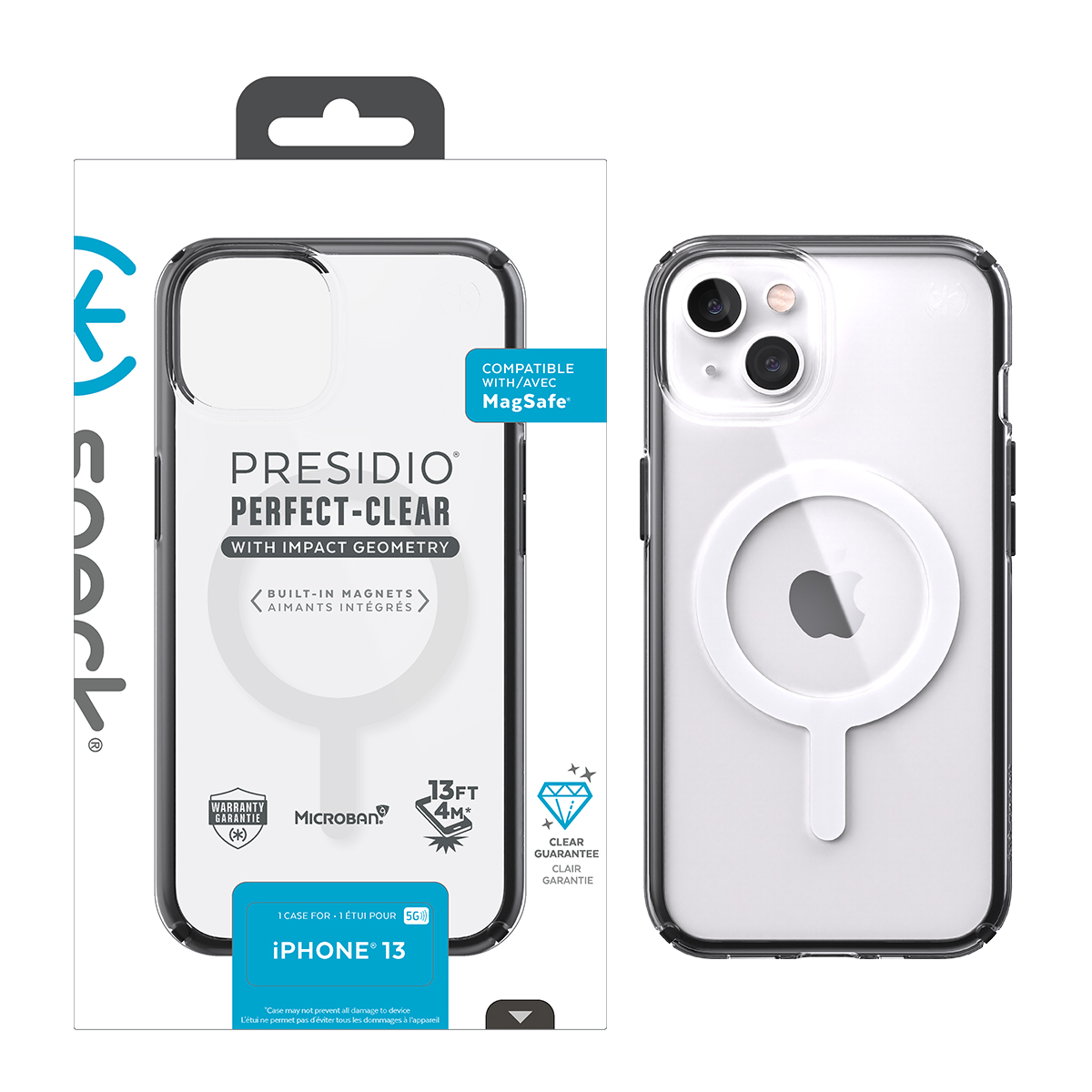 Picture of IPHONE 13 PRESIDIO PERFECT-CLEAR GEO +MS (CLEAR/BLACK)