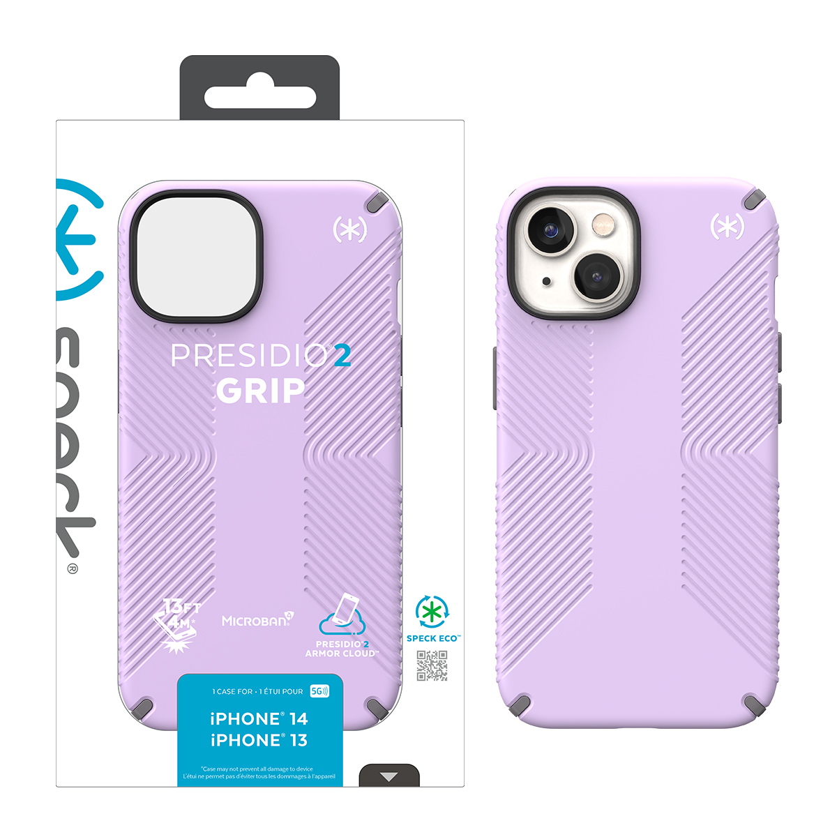 Picture of IPHONE 14 PRESIDIO 2 GRIP (SPRING PURPLE/CLOUDYGREY/WHITE)