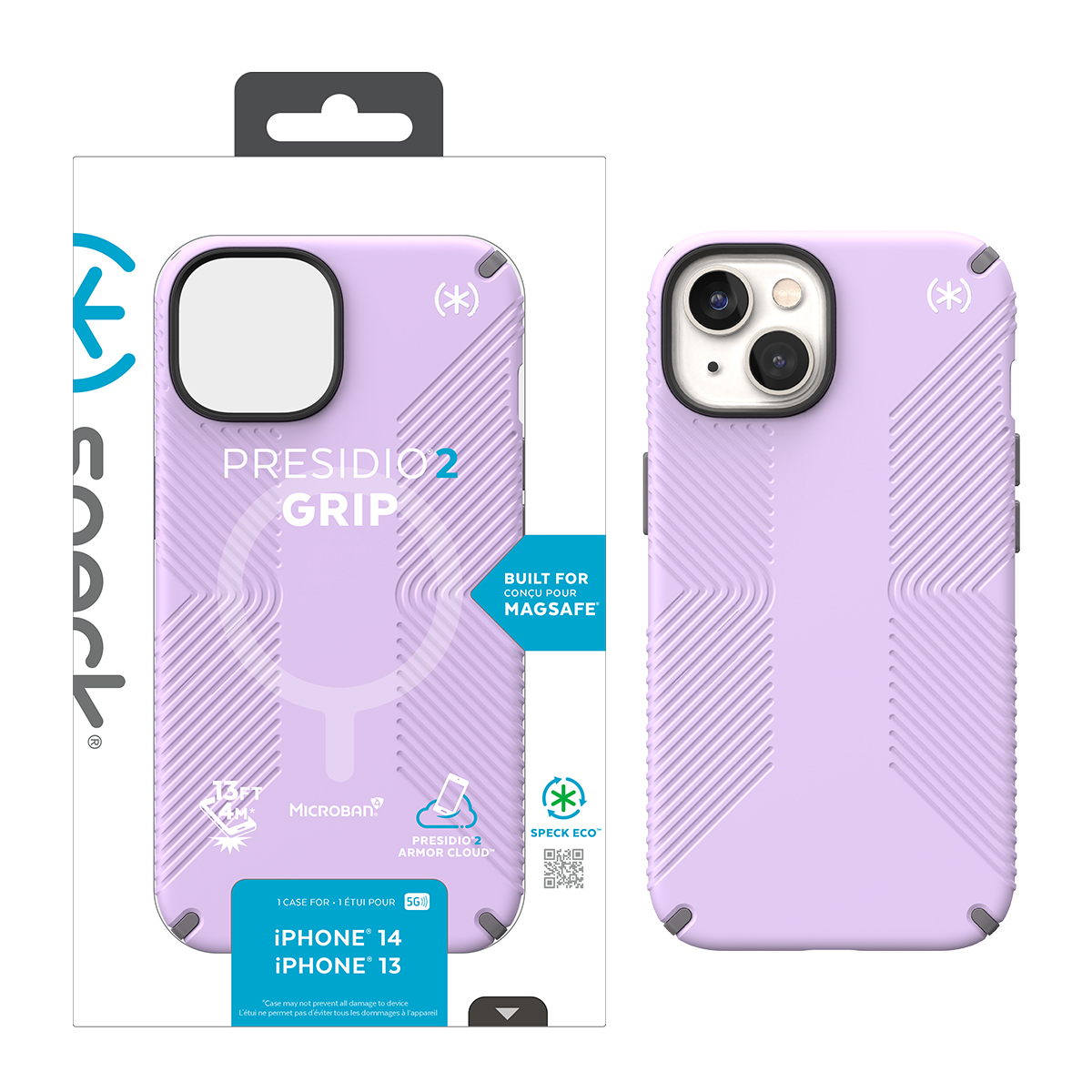 Picture of IPHONE 14 PRESIDIO2 GRIP +MS (SPRING PURPLE/CLOUDYGREY/WHITE)