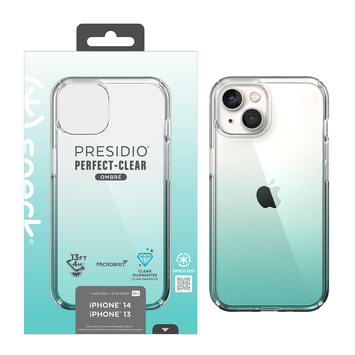 Picture of IPHONE 14 PRESIDIO PERFECT CLEAR OMBRE (CLEAR/FANTASY TEAL FADE)