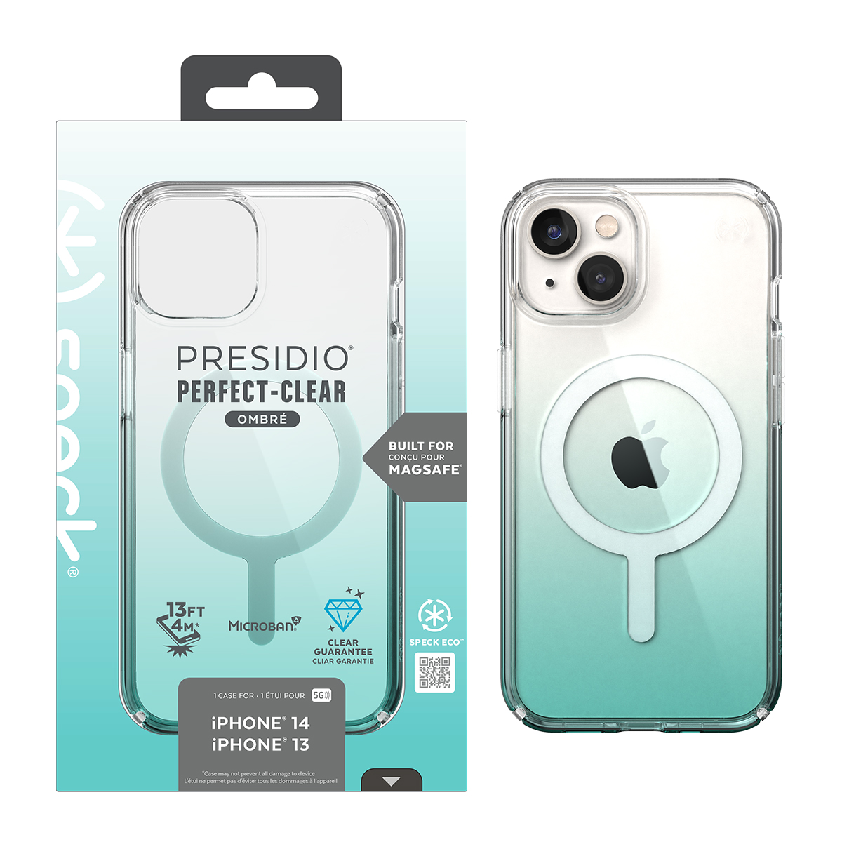 Picture of IPHONE 14 PRESIDIO PERFECT CLEAR OMBRE +MS (CLEAR/FANTASY TEAL FADE)