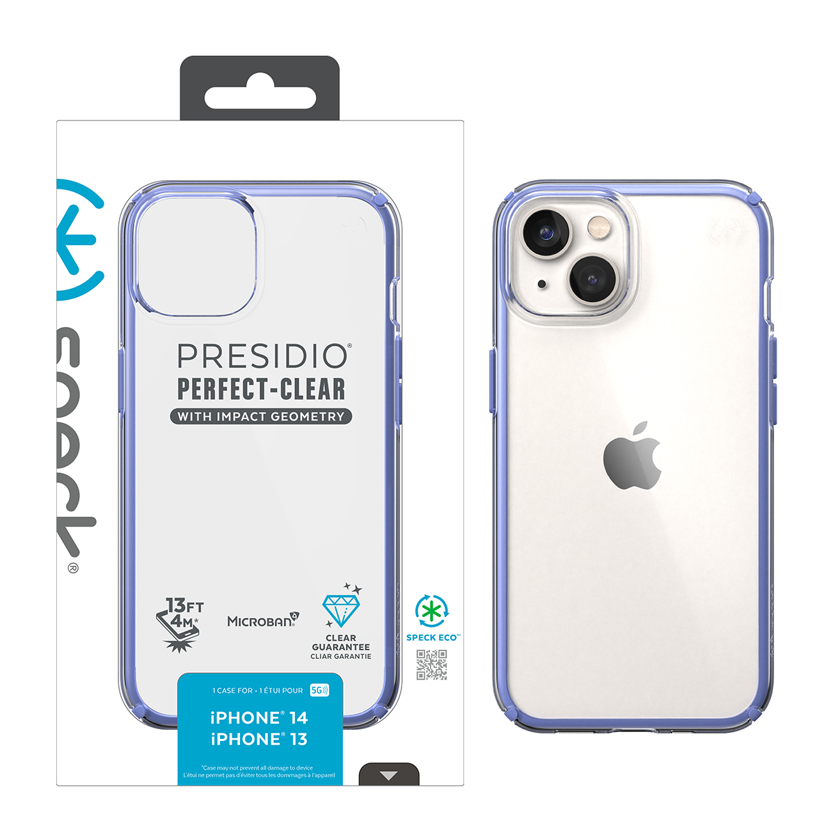 Picture of IPHONE 14 PRESIDIO PERFECT CLEAR GEO (CLEAR/GROUNDED PURPLE)