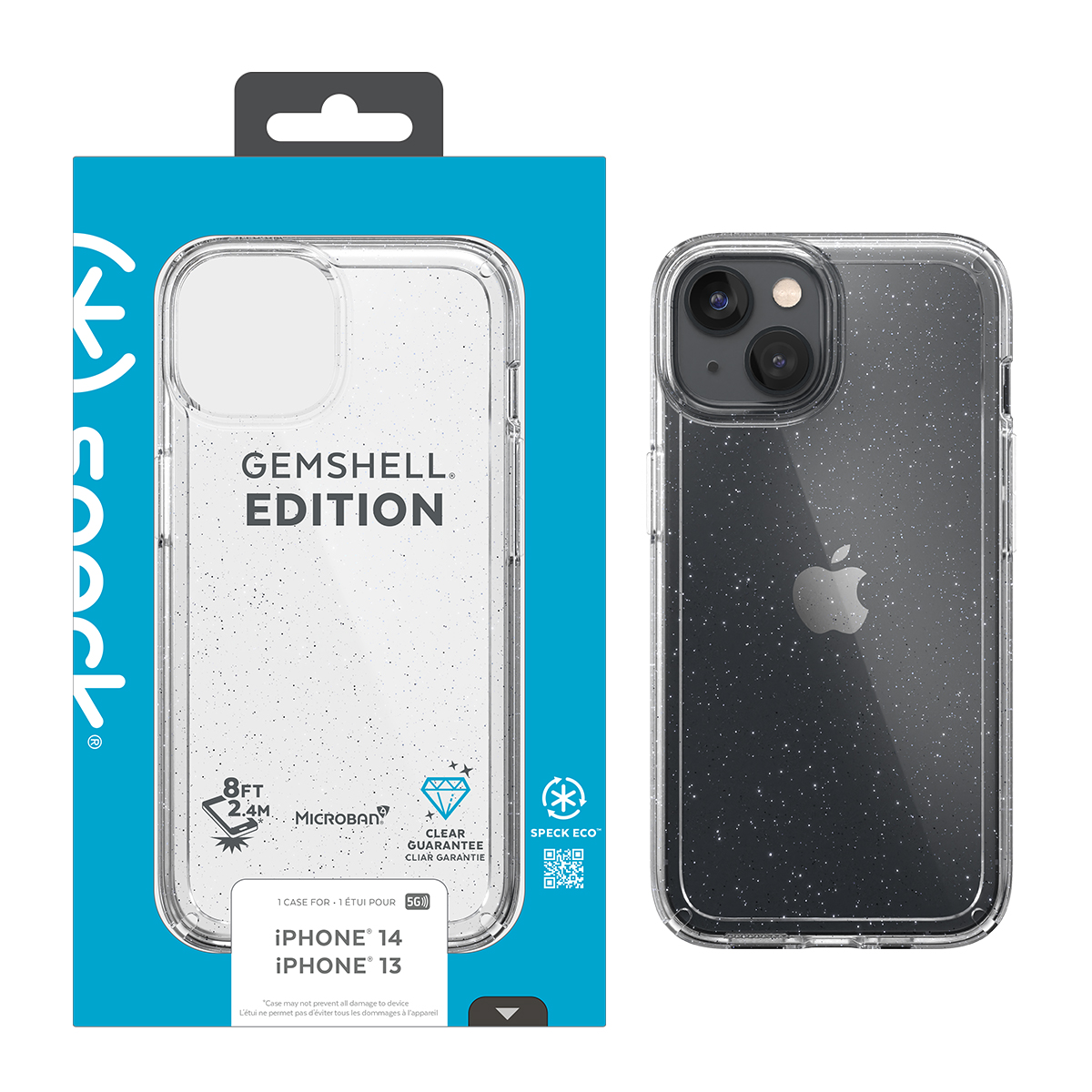 Picture of IPHONE 14 GEMSHELL GLITTER (CLEAR/CLEAR W/PLATINUM GLITTER)