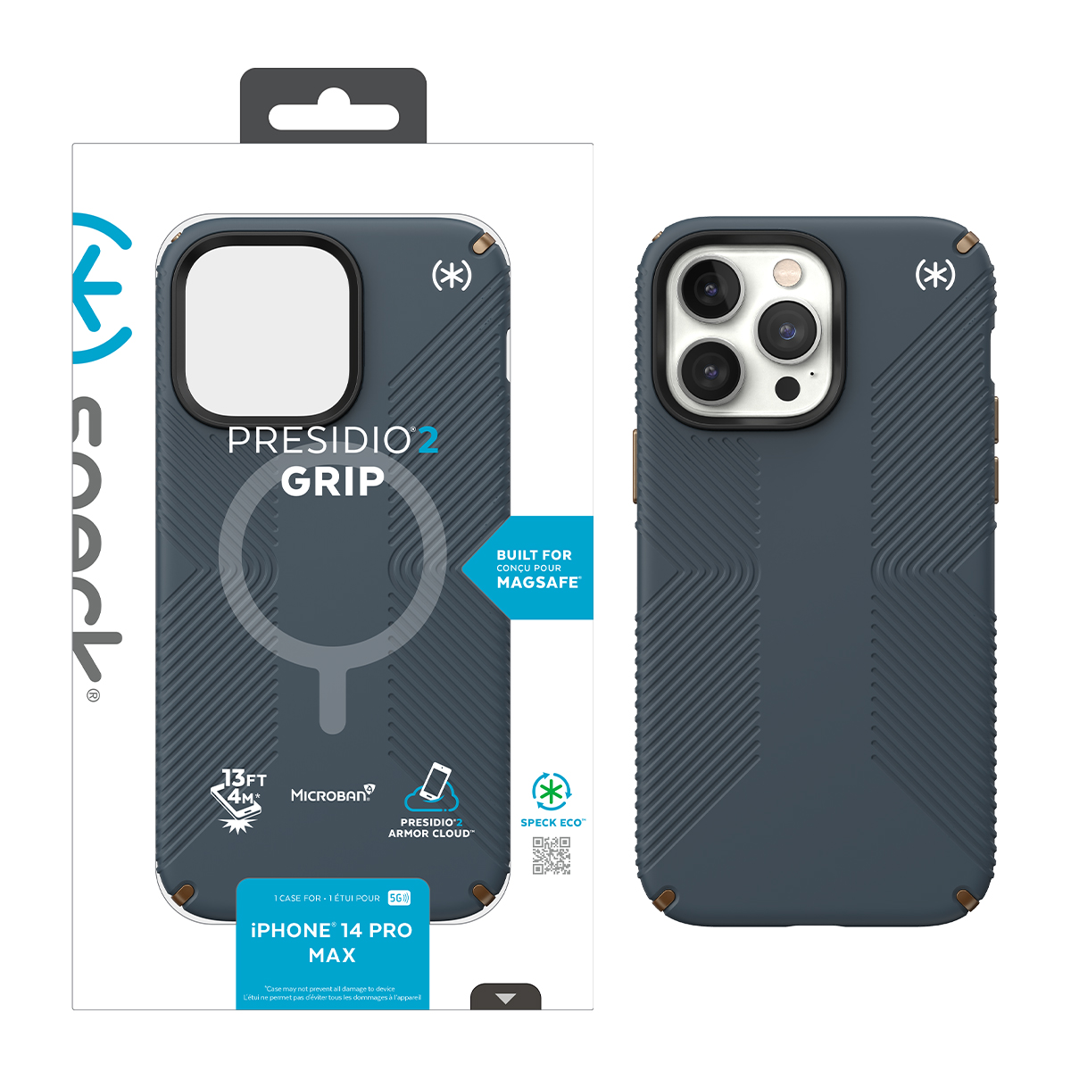 Picture of IPHONE 14 PRO MAX PRESIDIO2 GRIP +MS (CHARCOAL/COOL BRONZE/WHITE)