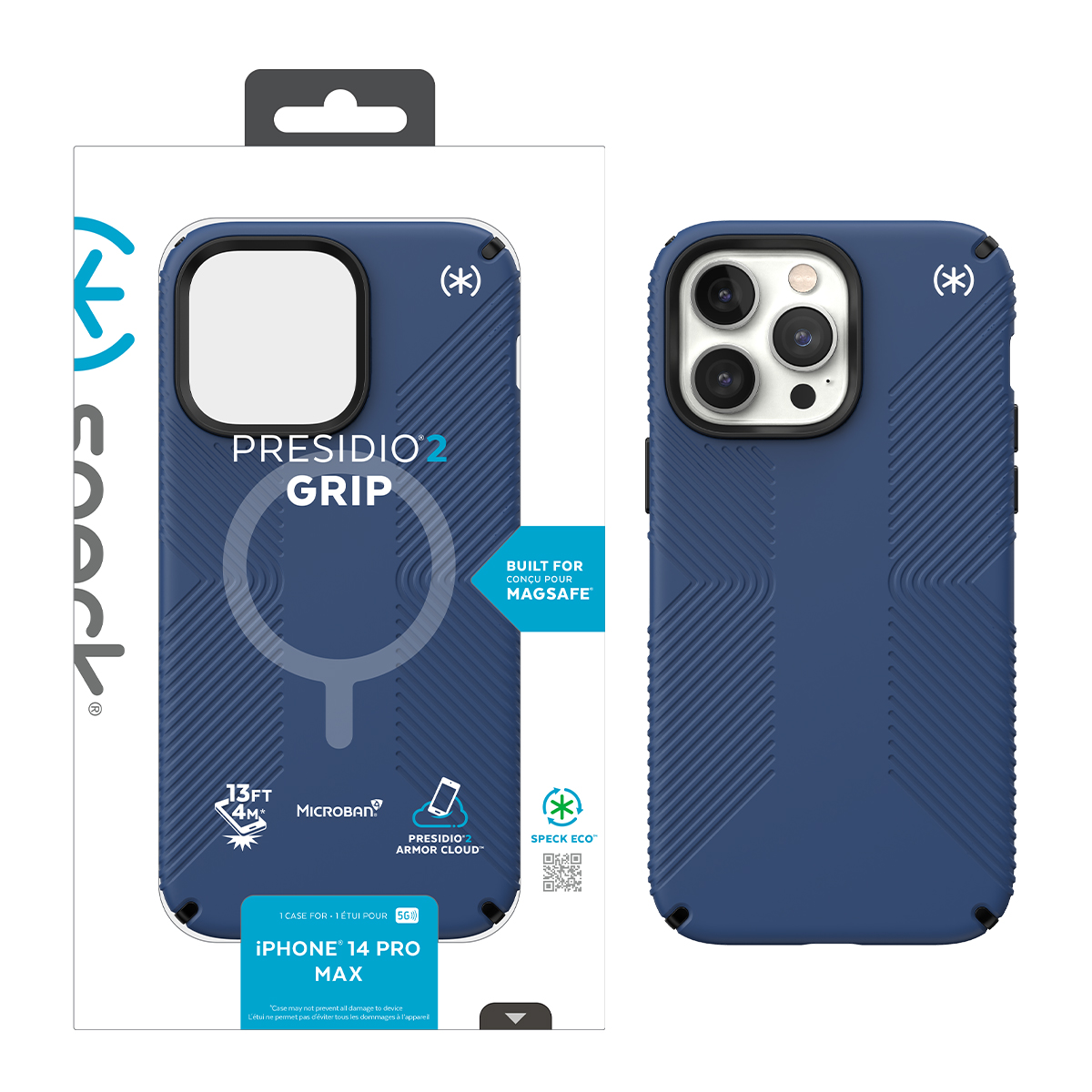 Picture of IPHONE 14 PRO MAX PRESIDIO2 GRIP +MS (COASTAL BLUE/BLACK/WHITE)