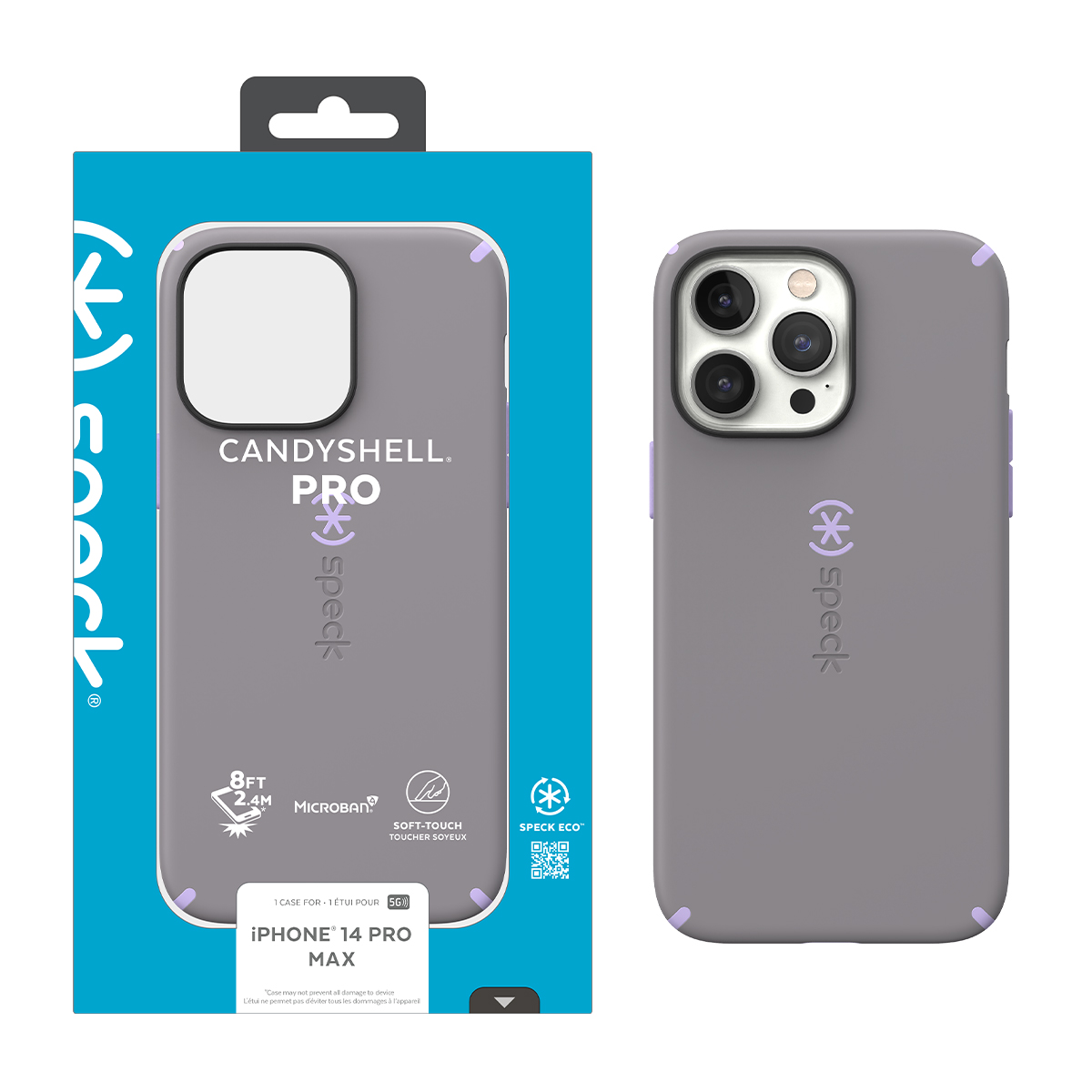 Picture of IPHONE 14 PRO MAX CANDYSHELL PRO (CLOUDY GREY/SPRING PURPLE)