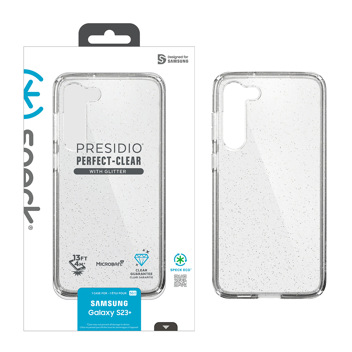 Picture of Speck Galaxy S23+ PRESIDIO PERFECT CLEAR GLITTER (CLEAR/CLEAR WITH GOLD GLITTER)