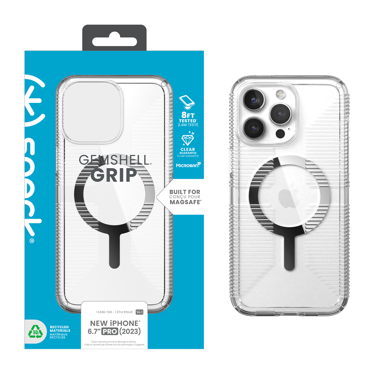 Picture of Speck Apple iPhone 15 PRO Max GEMSHELL GRIP CASE + Magsafe Case - Clear