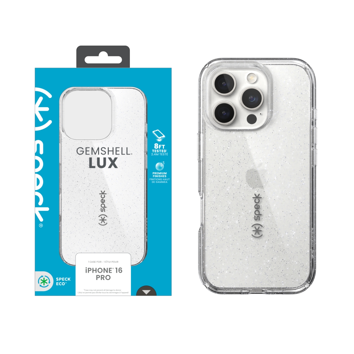 Picture of Speck Apple iPhone 16 Pro GEMSHELL LUX CLEAR/ PLATINUM GLITTER