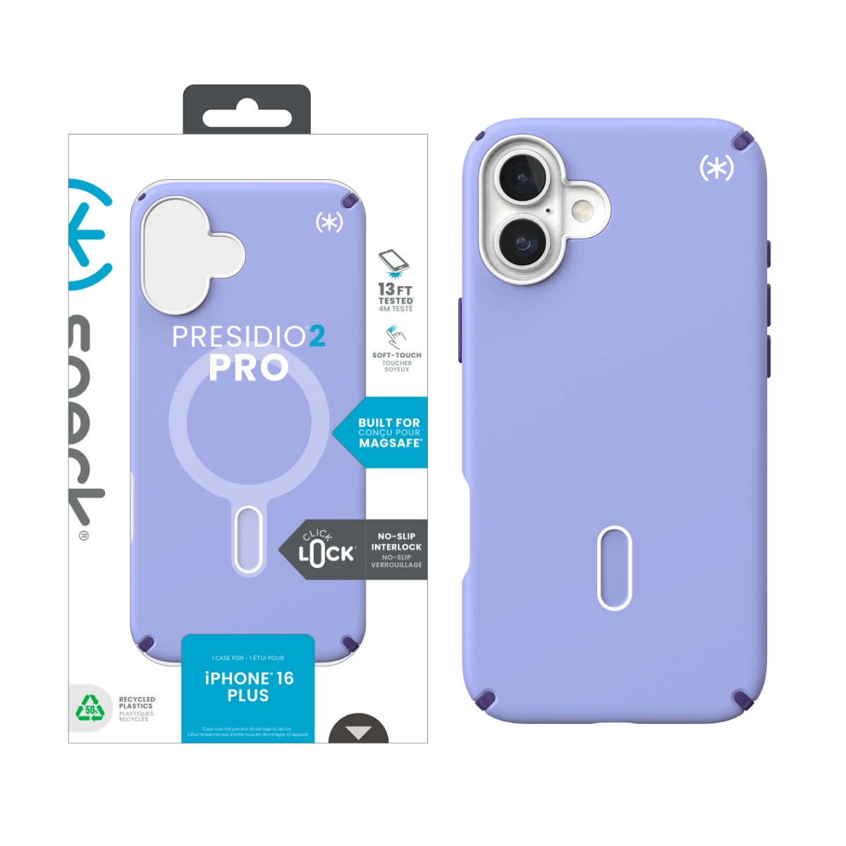 Picture of Speck Apple iPhone 16 Plus PRESIDIO2 PRO + CL FUTURE LAVENDER/CASSIS PURPLE/WHITE