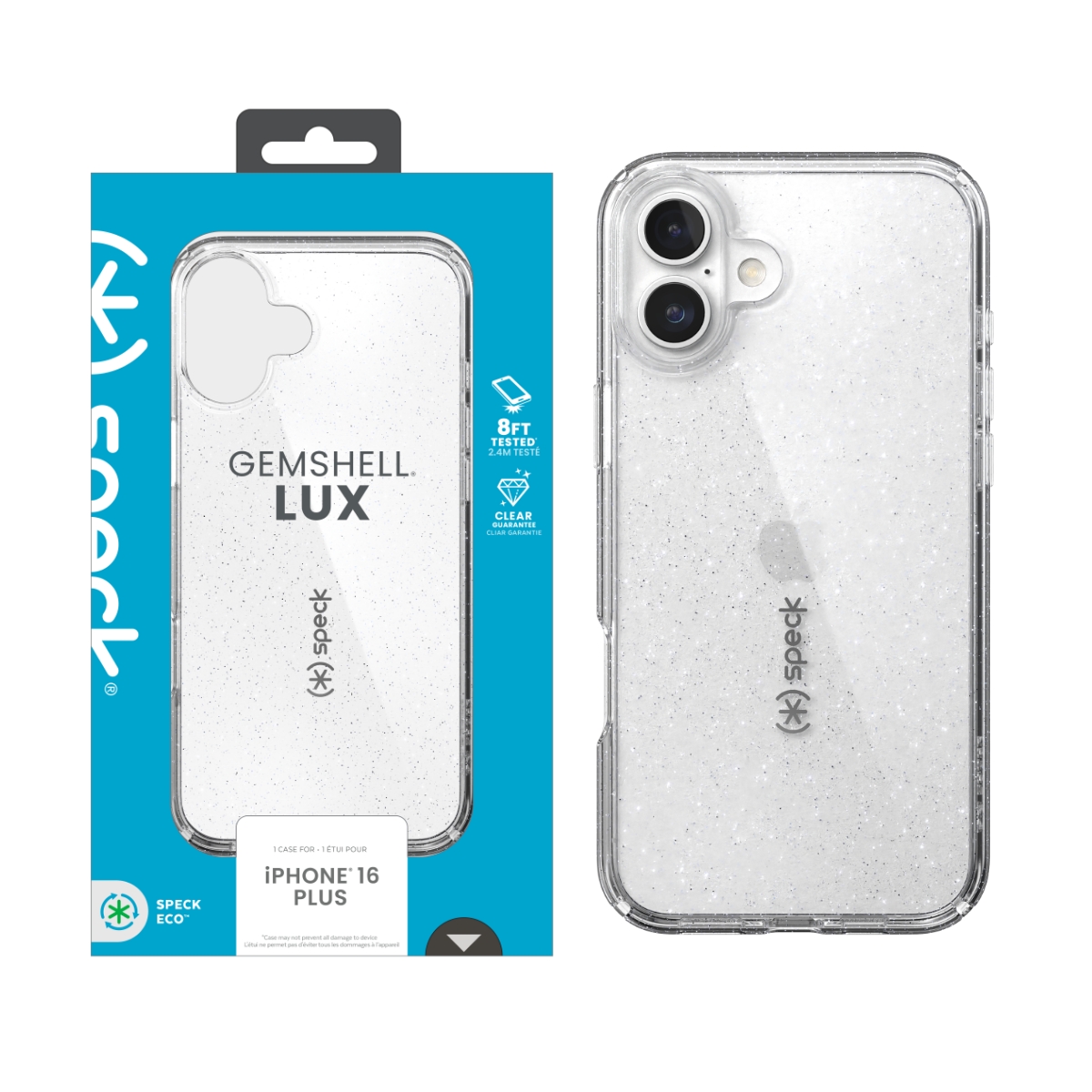 Picture of Speck Apple iPhone 16 Plus GEMSHELL LUX CLEAR/ PLATINUM GLITTER