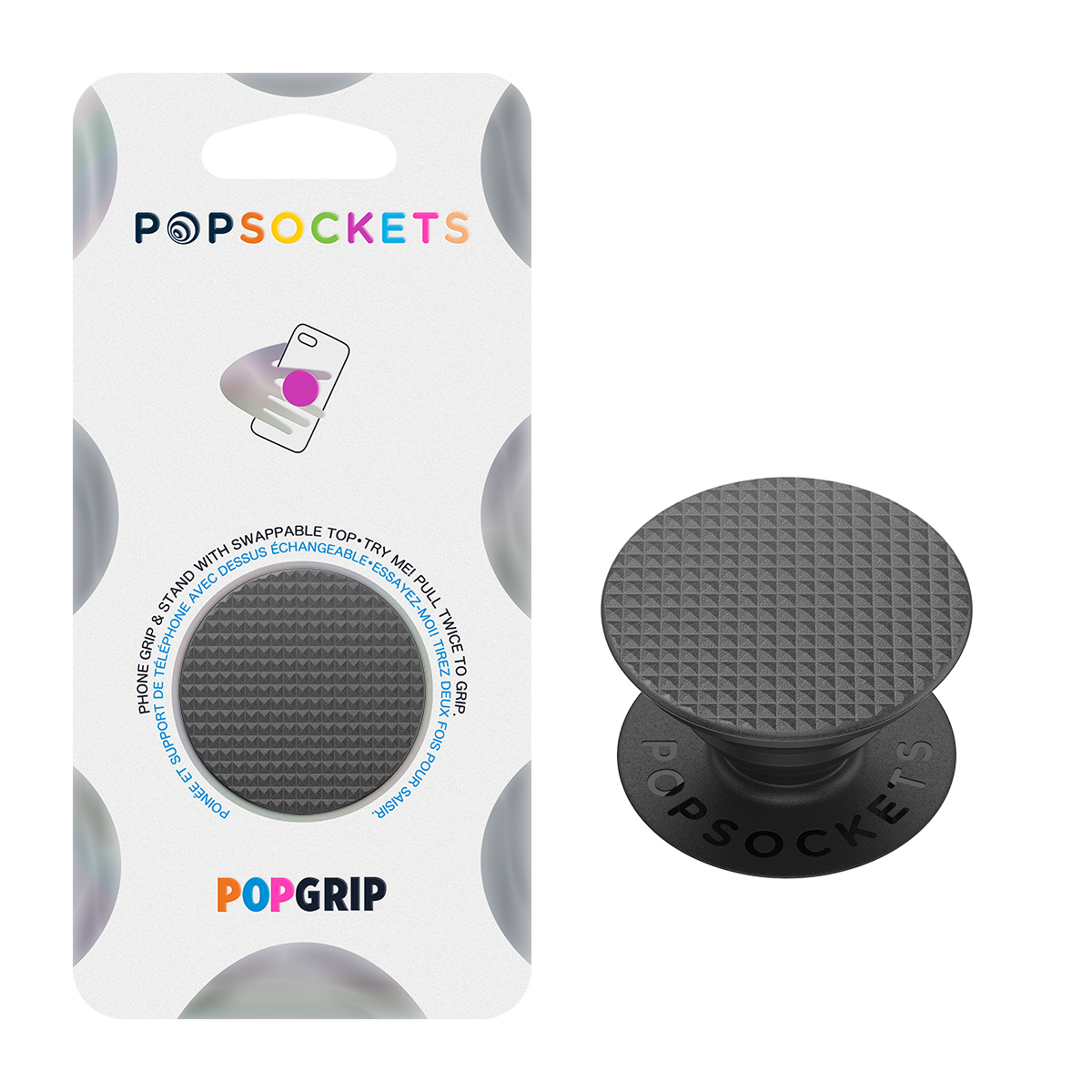 Picture of PopSockets Swappable PopGrip Phone Grip - Knurled Texture Black