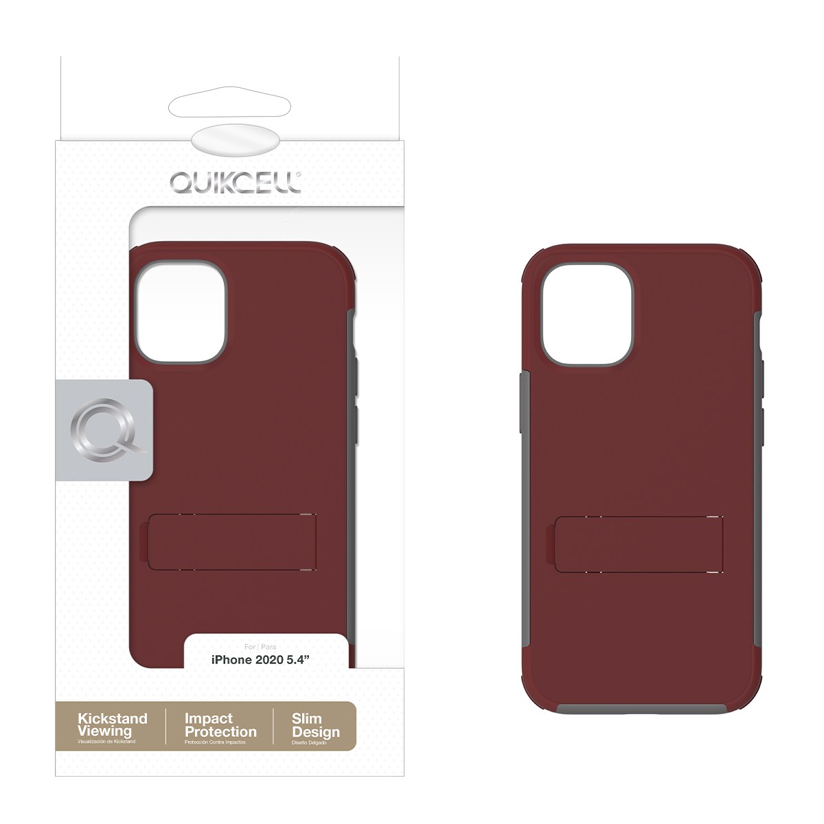 Picture of Quikcell Apple iPhone 12 Mini ADVOCATE Dual-layer Kickstand Case - Brick Red