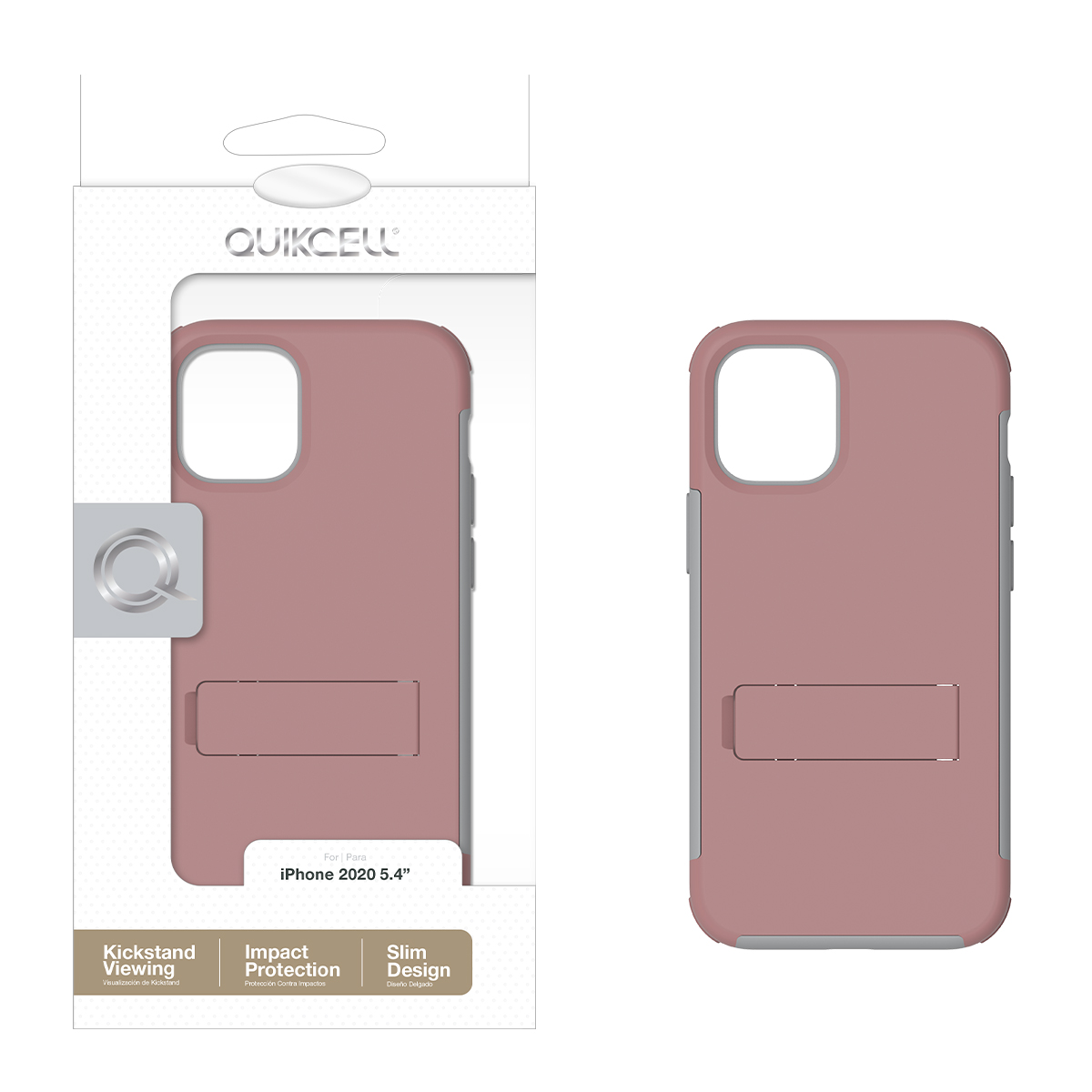 Picture of Quikcell Apple iPhone 12 Mini ADVOCATE Dual-layer Kickstand Case - Muted Pink