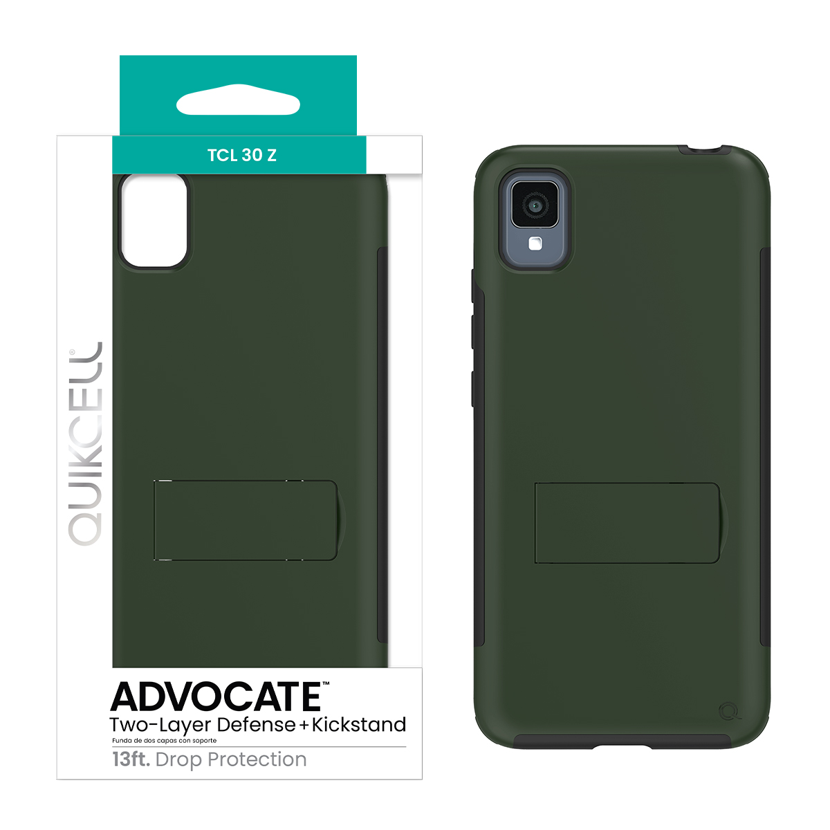 Picture of Quikcell TCL 30 Z ADVOCATE Dual-layer Kickstand Case – Olive Green