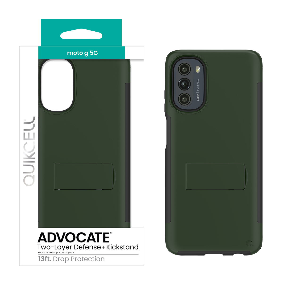 Picture of Quikcell Moto g 5G  ADVOCATE Dual-layer Kickstand – Olive Green