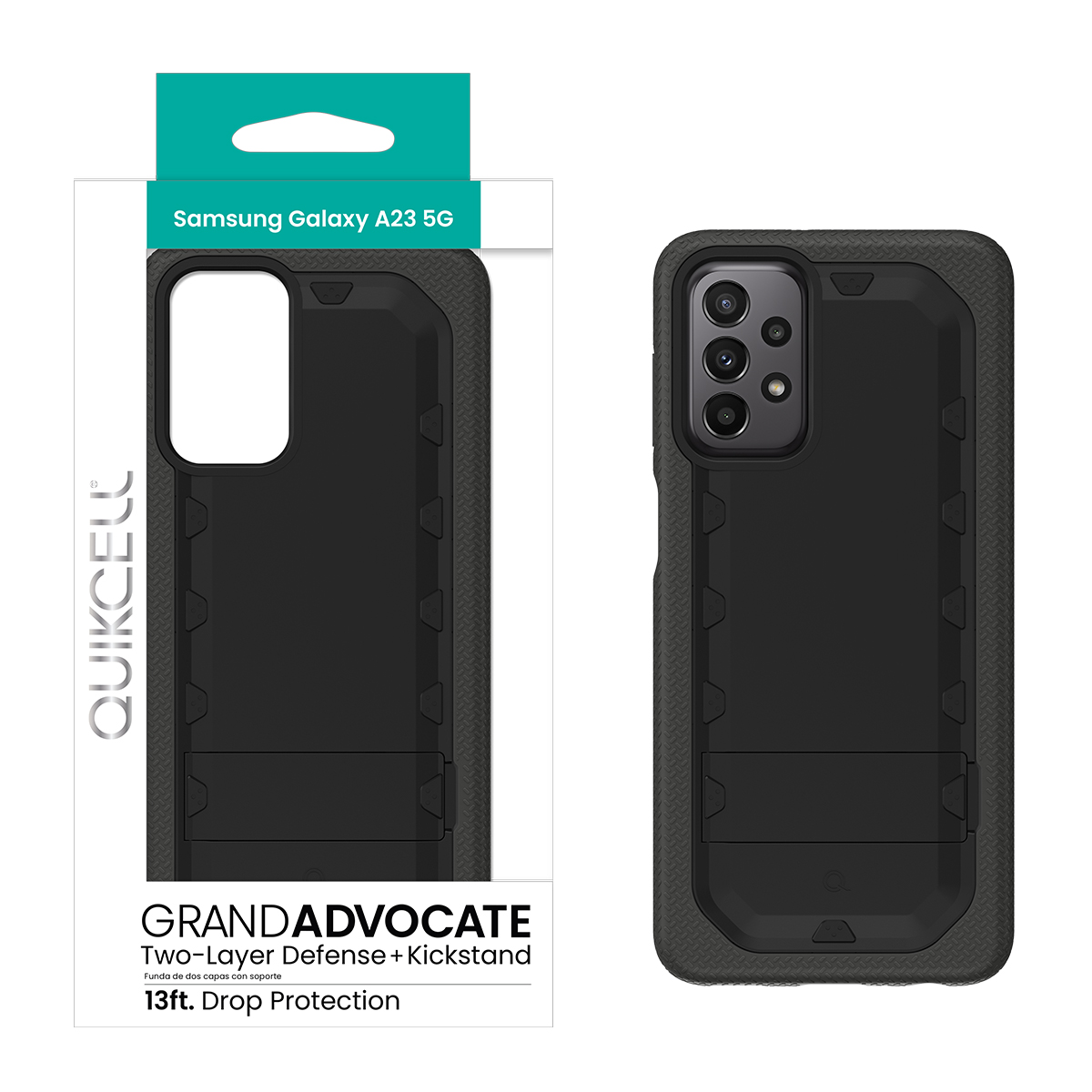 Picture of Quikcell Samsung Galaxy A23 5G GRAND ADVOCATE Dual-layer Kickstand Case – Armor Black