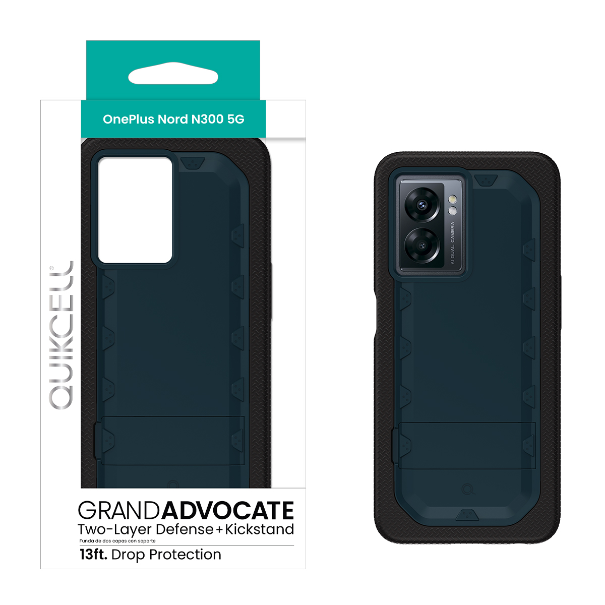 Picture of Quikcell OnePlus Nord N300 5G GRAND ADVOCATE Dual-layer Kickstand Case – Navy Blue