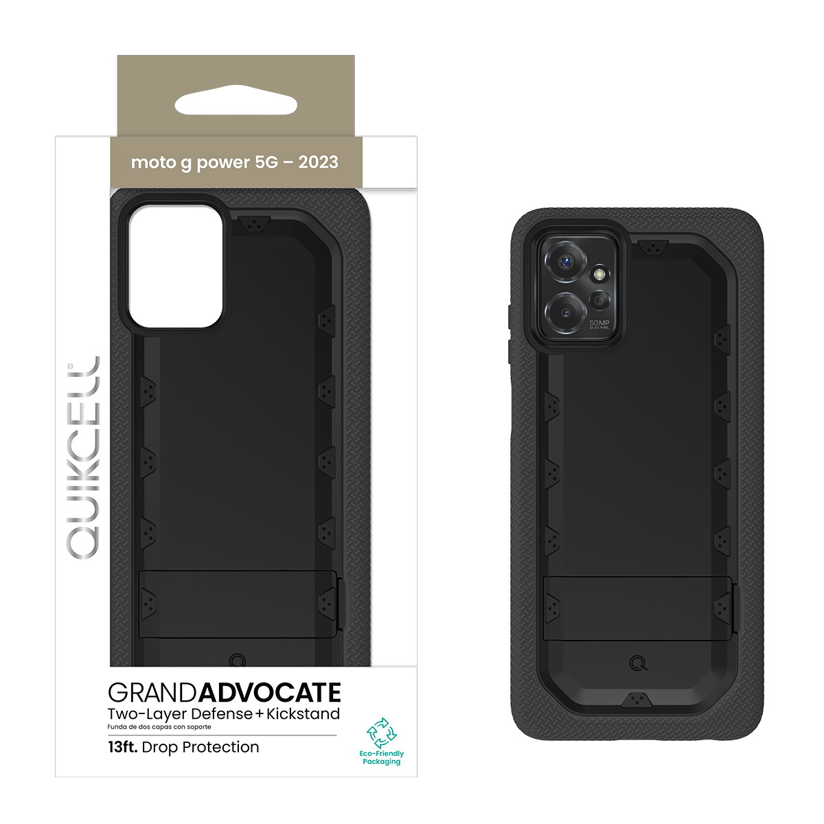 Picture of Quikcell moto g power 5G (2023) GRAND ADVOCATE Dual-layer Kickstand Case - Armor Black