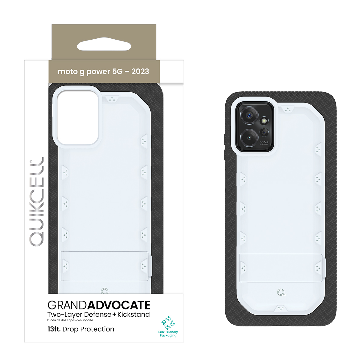 Picture of Quikcell moto g power 5G (2023) GRAND ADVOCATE Dual-layer Kickstand Case - Pure White