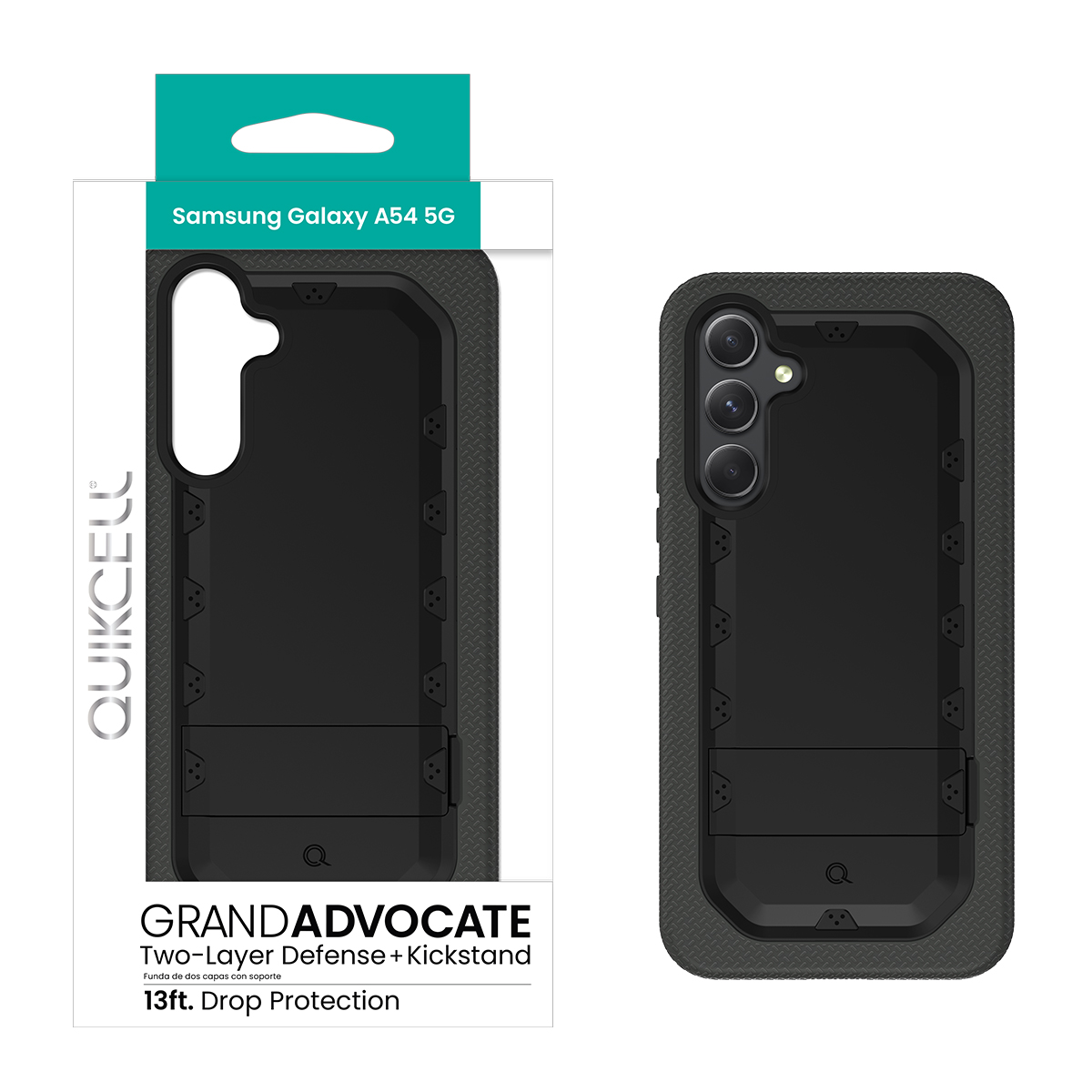 Picture of Quikcell Samsung Galaxy A54 5G GRAND ADVOCATE Dual-layer Kickstand Case - Armor Black