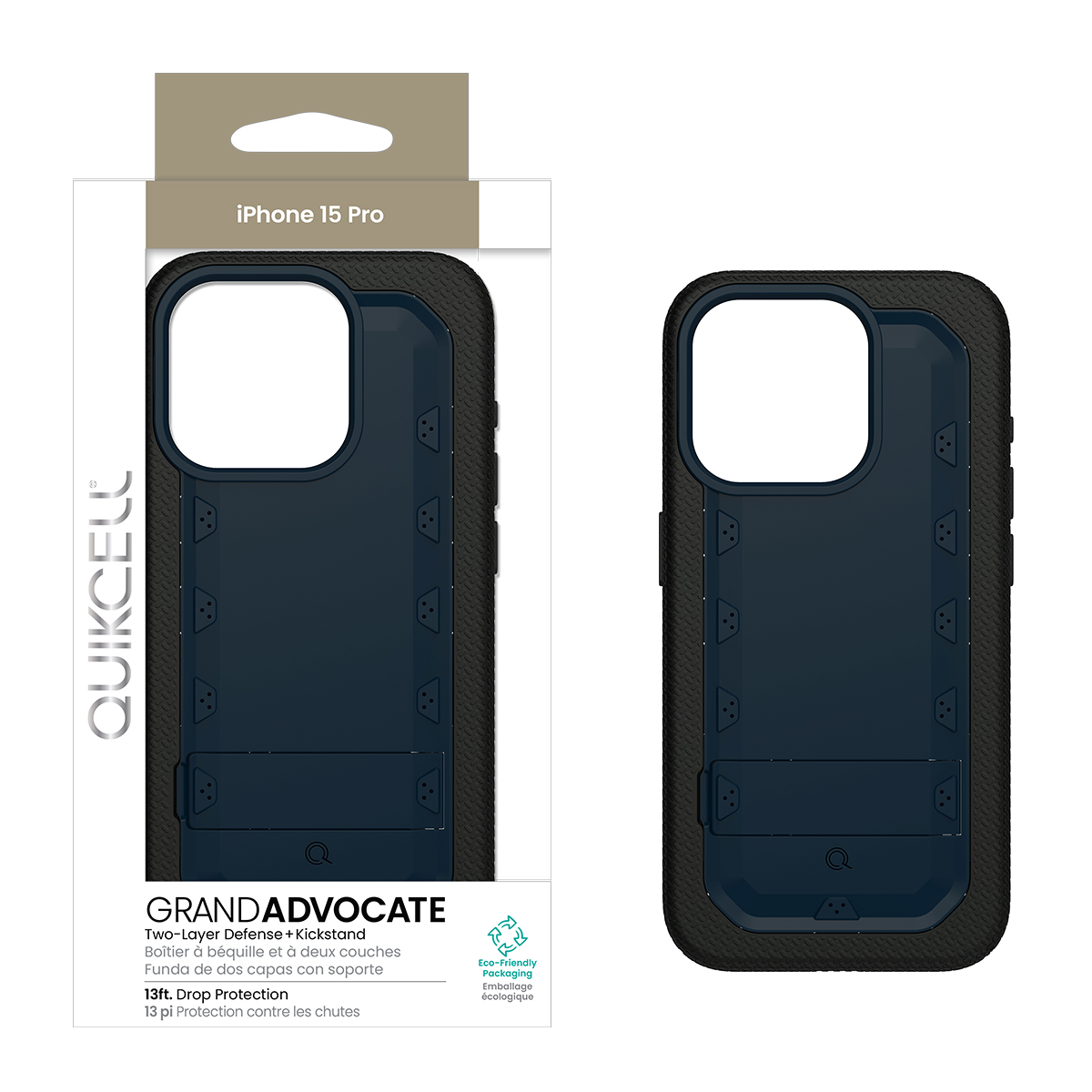 Picture of Quikcell Apple iPhone 15 Pro Grand ADVOCATE Dual-Layer Kickstand Case – Navy Blue