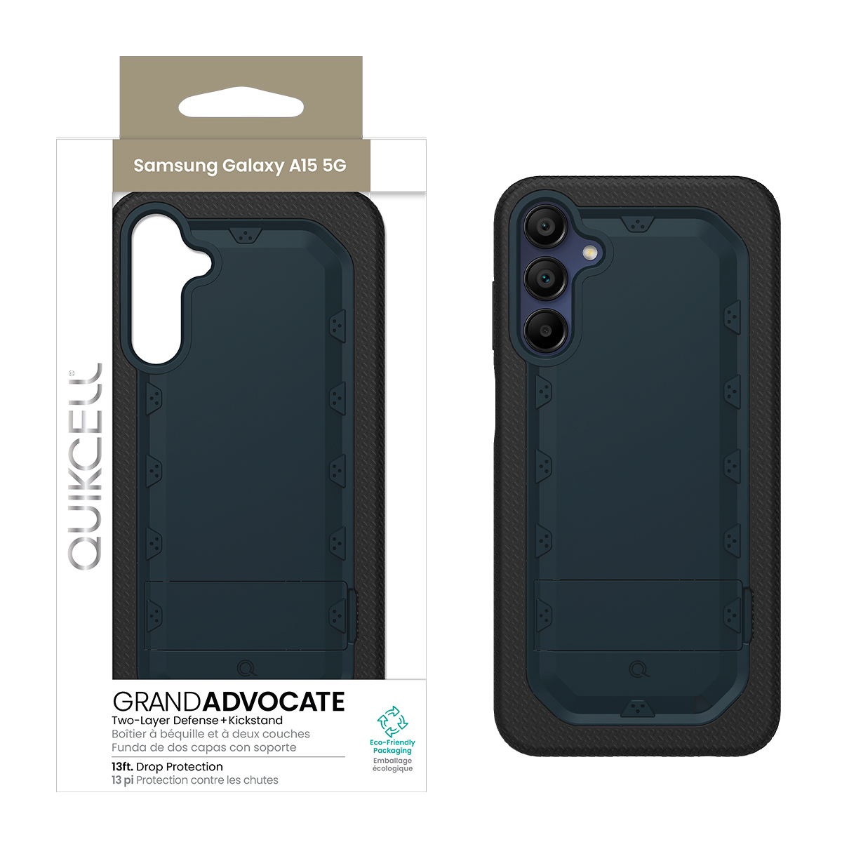 Picture of Quikcell Samsung Galaxy A15 5G Grand ADVOCATE Dual-Layer Kickstand Case - Navy Blue