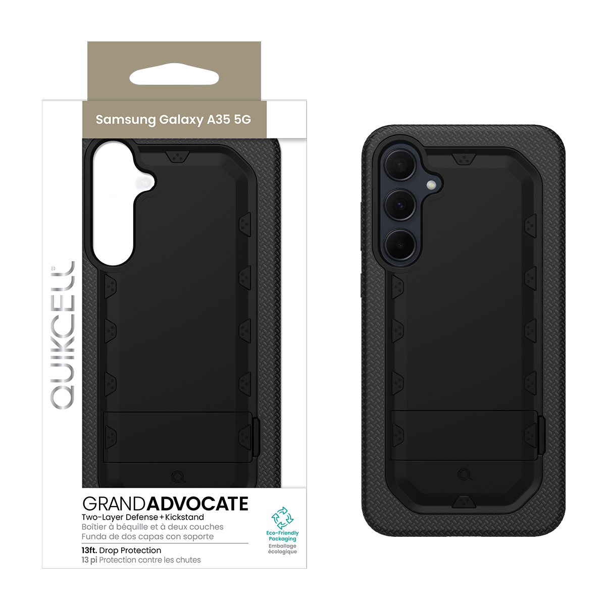 Picture of Quikcell Samsung Galaxy A35 5G Grand ADVOCATE Dual-Layer Kickstand Case – Armor Black