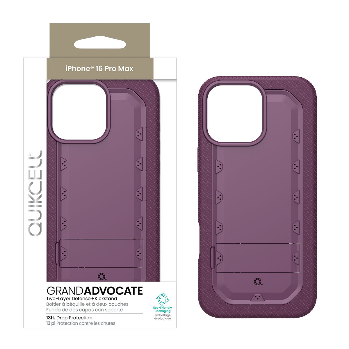 Picture of Quikcell Apple iPhone 16 Pro Max Grand ADVOCATE Dual-Layer Kickstand Case – Royal Purple