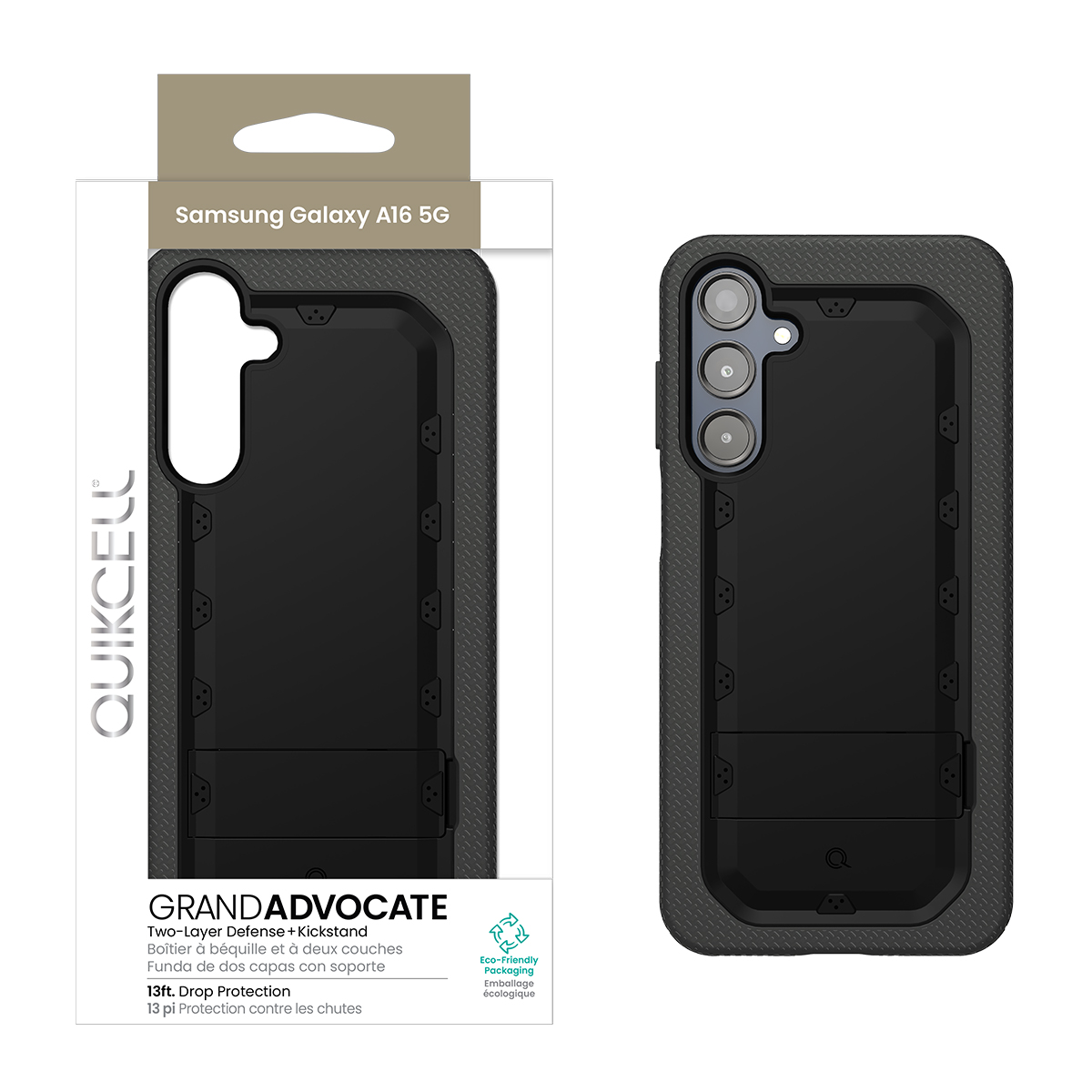 Picture of Quikcell Samsung Galaxy A16 5G Grand ADVOCATE Dual-Layer Kickstand Case – Armor Black