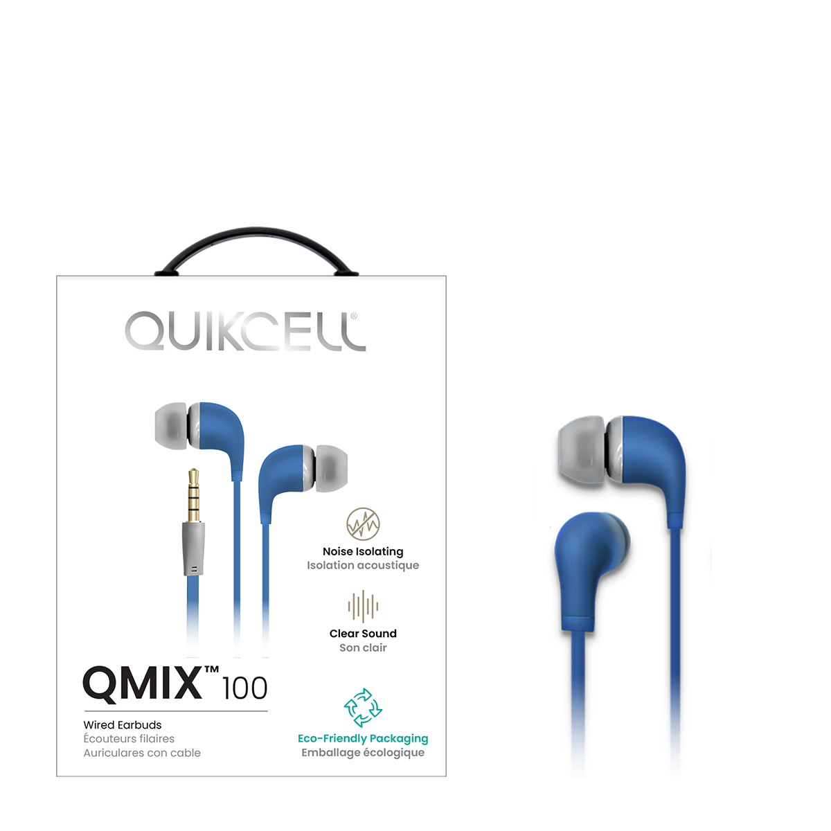 Picture of Quikcell QMIX 100 Handsfree Stereo Earbuds with Mic - Blue