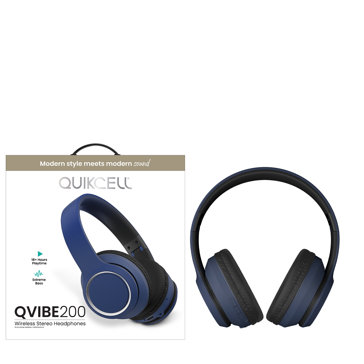 Picture of Quikcell QVIBE 200 Bluetooth On-Ear Headphones - Blue