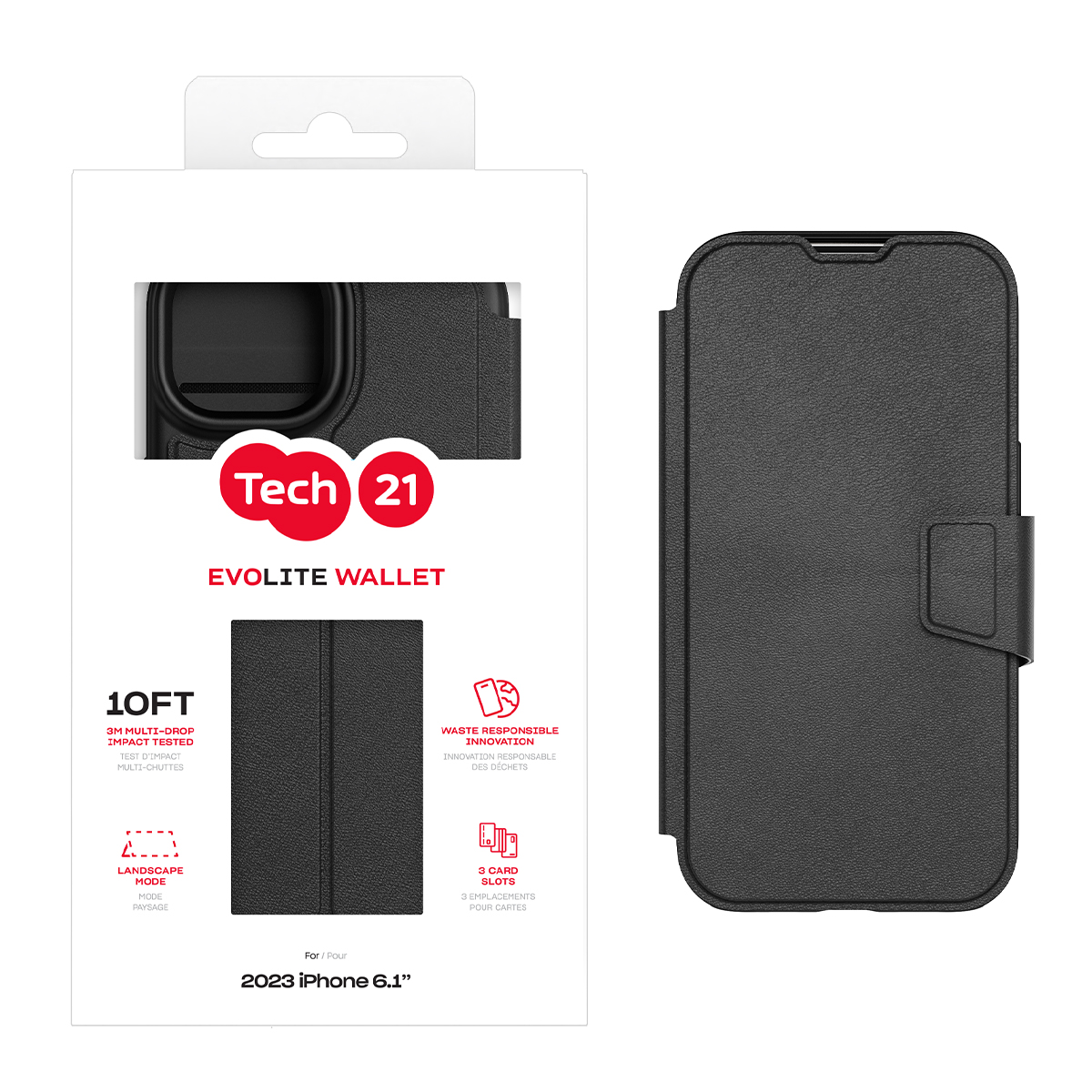 Picture of Tech21 EvoLite Wallet for iPhone 15 - Black