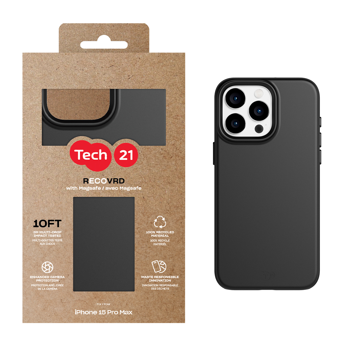 Picture of Tech21 Recovrd w/MagSafe for iPhone 15 Pro Max - Black