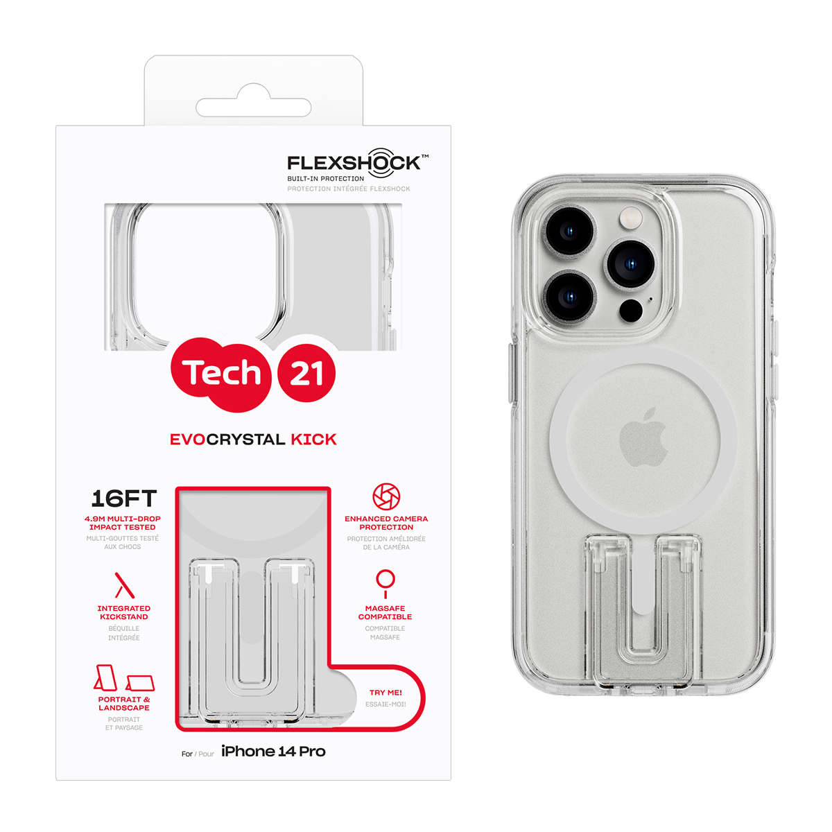 Picture of Tech21 EvoCrystal Kick w/MagSafe for iPhone 14 Pro - White
