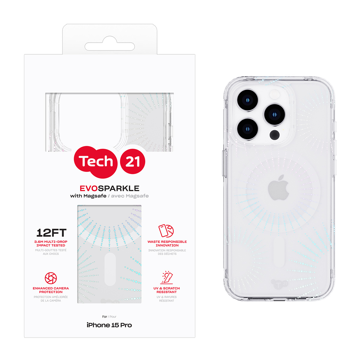 Picture of Tech21 Evo Sparkle w/MagSafe for iPhone 15 Pro - Lunar