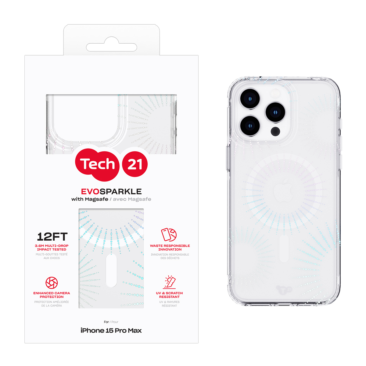 Picture of Tech21 Evo Sparkle w/MagSafe for iPhone 15 Pro Max - Lunar