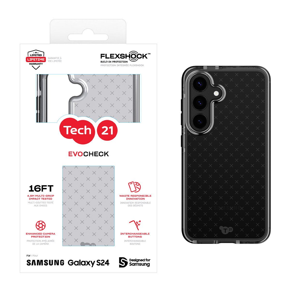 Picture of Tech21 EvoCheck for Galaxy S24 - Smokey/Black