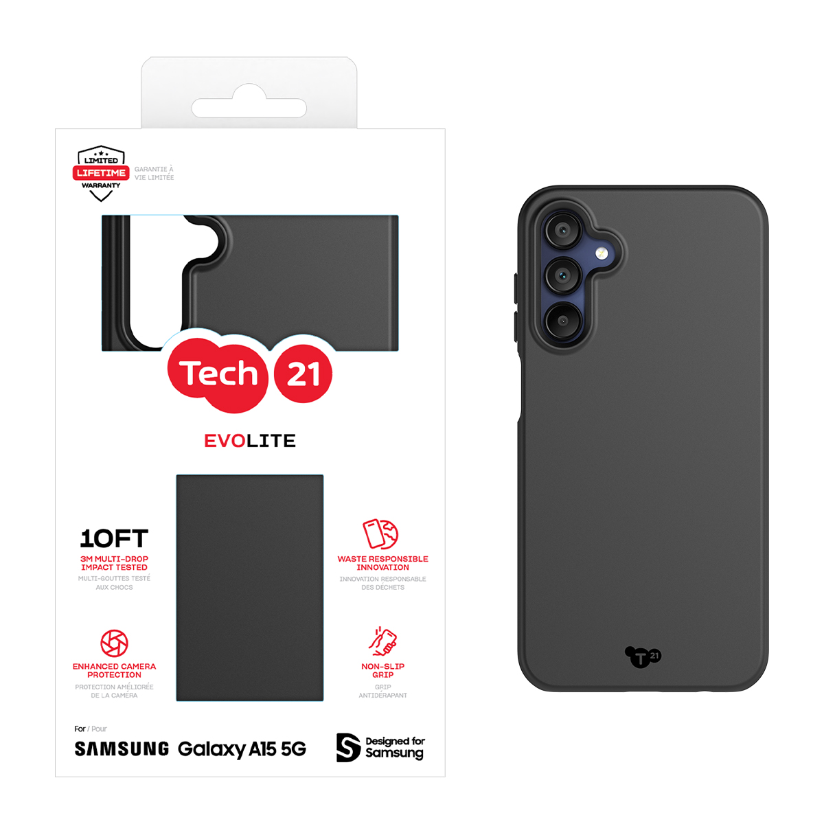 Picture of Tech21 EvoLite for Galaxy A15 5G - Black