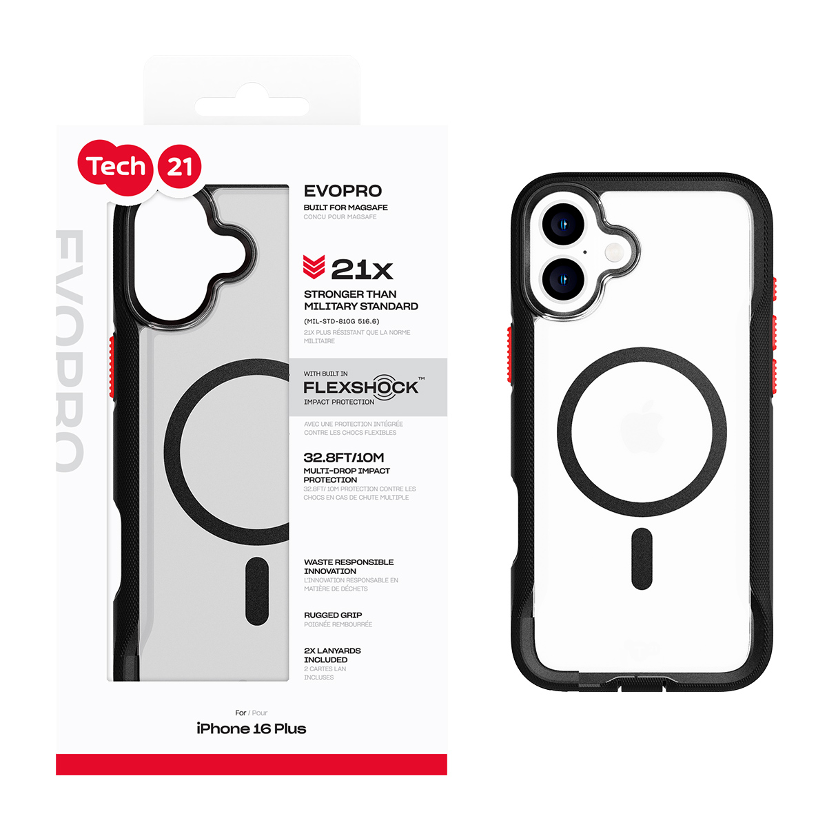 Picture of Tech21 EvoPro w/MagSafe for Apple iPhone 16 Plus - Clear/Black