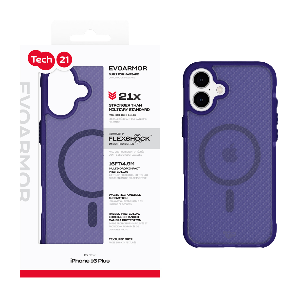 Picture of Tech21 EvoArmor w/MagSafe for Apple iPhone 16 Plus - Blue