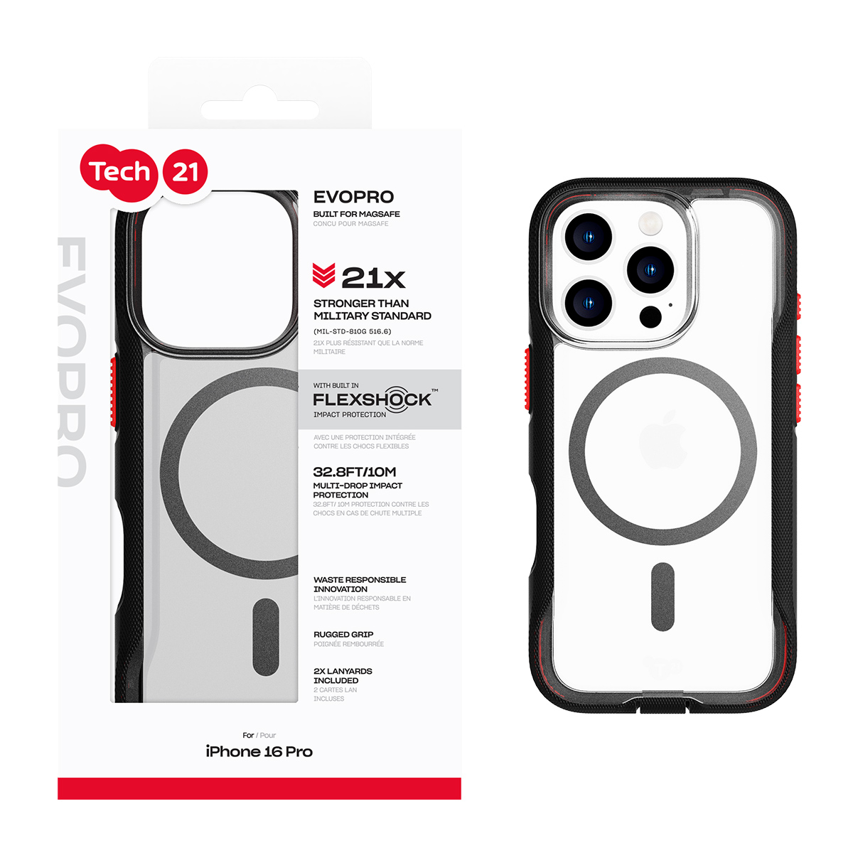 Picture of Tech21 EvoPro w/MagSafe for Apple iPhone 16 Pro - Clear/Black