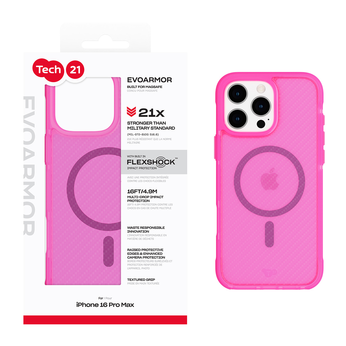 Picture of Tech21 EvoArmor w/MagSafe for Apple iPhone 16 Pro Max - Pink