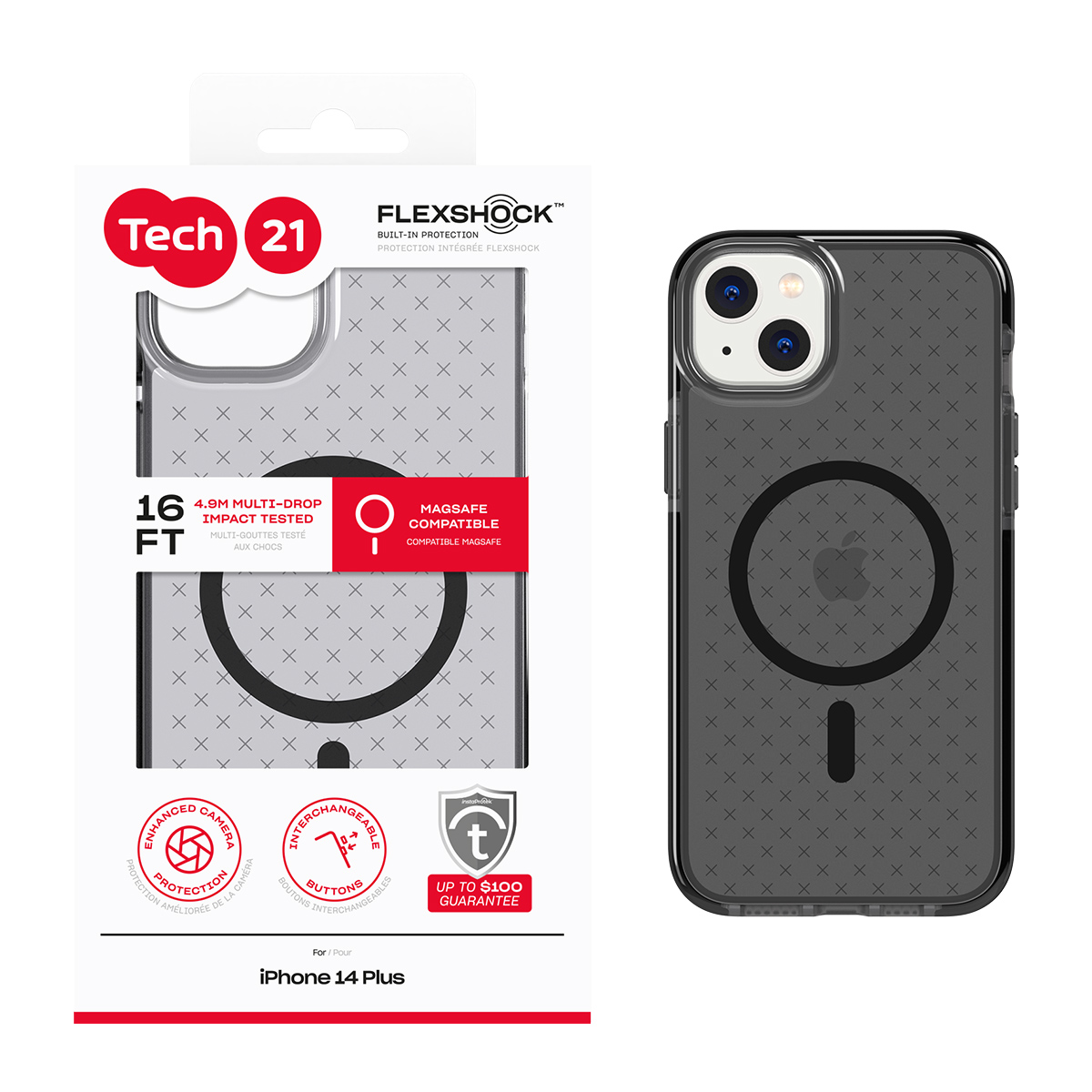 Picture of Tech21 EvoCheck w/MagSafe for iPhone 14 Plus - Smokey/Black