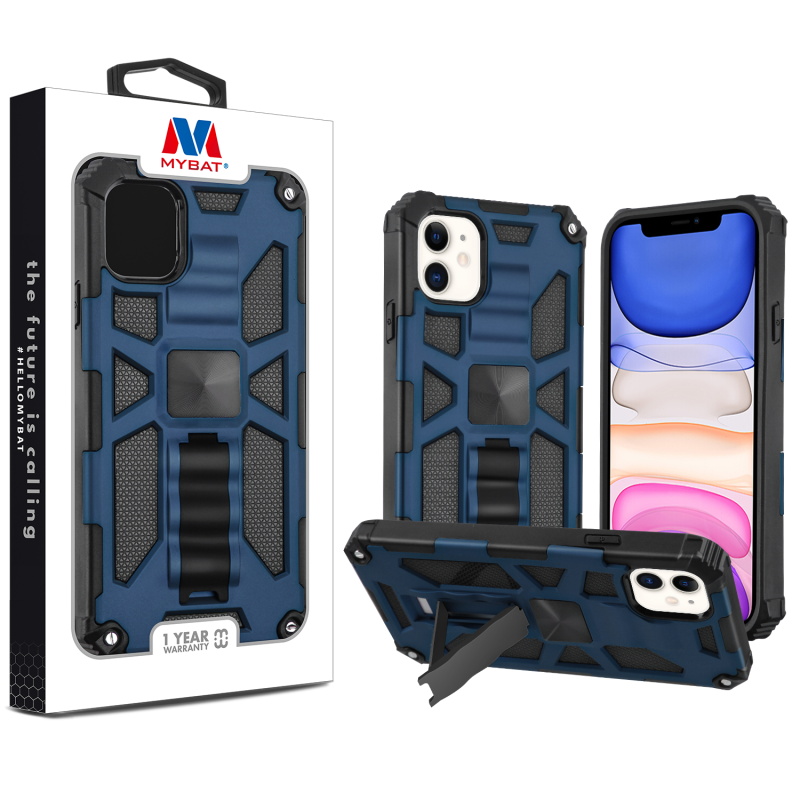 Picture of MyBat Sturdy Hybrid Protector Cover (with Stand) for Apple iPhone 11 - Ink Blue / Black